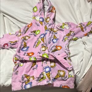 Brats 2 M Colorful pink Ice Cream Print Hooded terry cloth Robe pockets guc